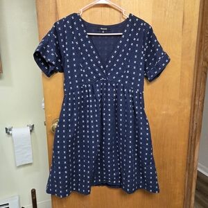 Madewell Navy Blue Patterned Dress